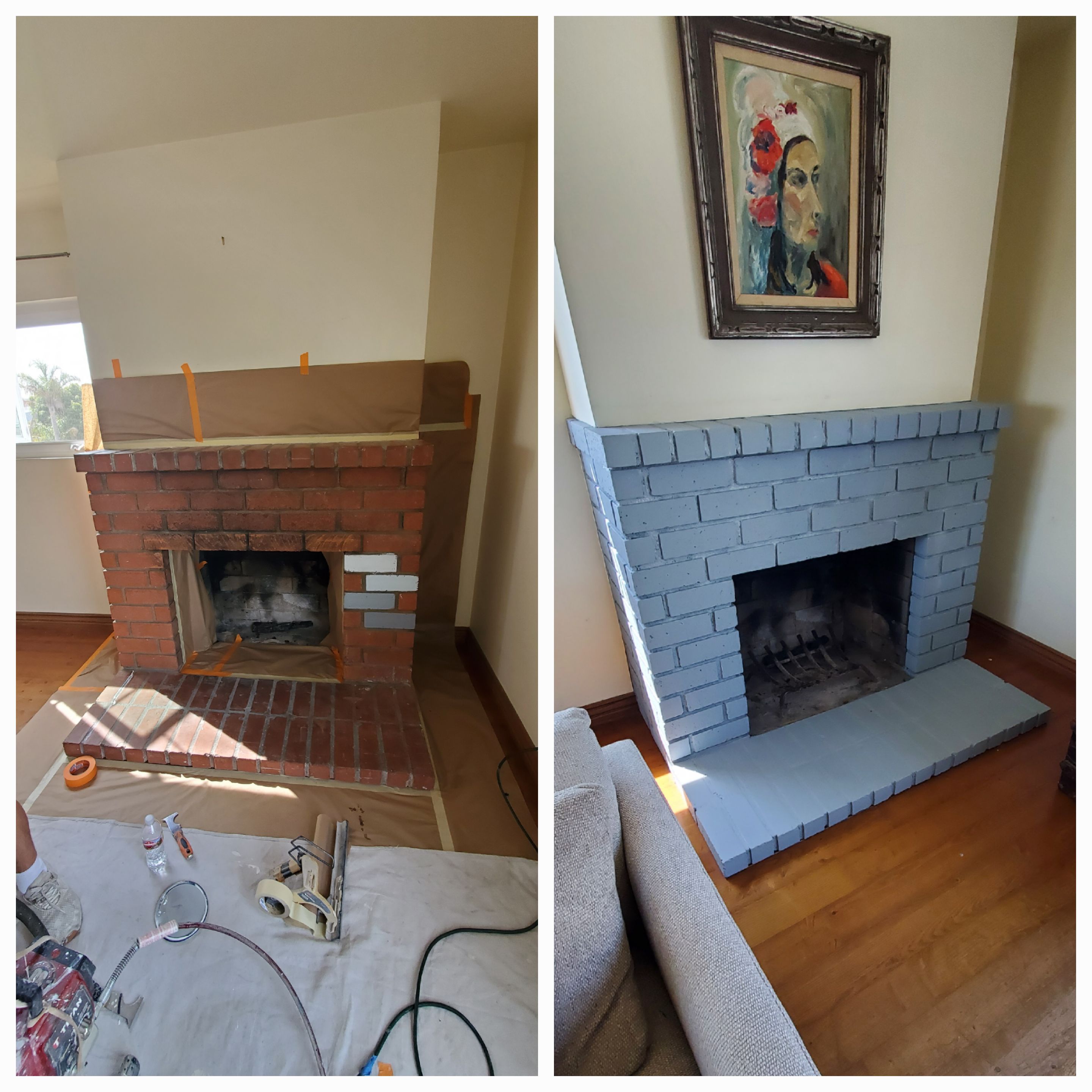 Fireplace brick painting